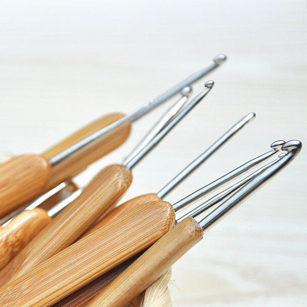 钩针幸福福牌单头勾针光滑炭化竹柄手柄编织针