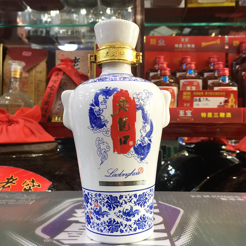 沈阳老龙口青花集酒浓香型送礼白酒纯粮酿造350ml*4