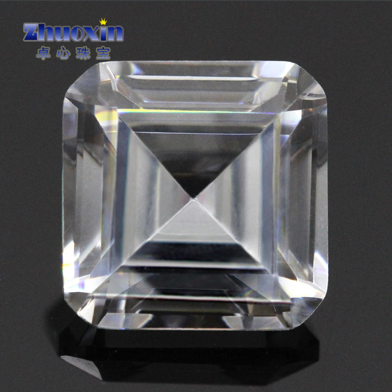 正方倒角车平白白色锆石裸石无色透明尖底人造其他diy饰品配件