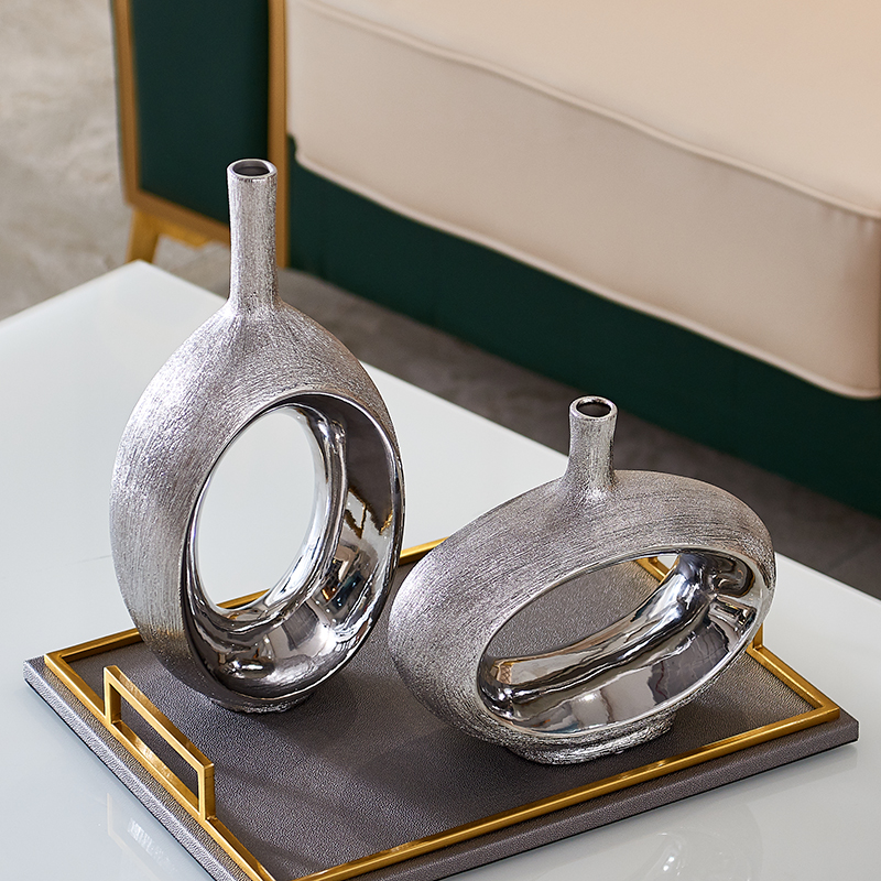 轻奢后现代陶瓷陶瓷工艺工艺品玄关酒柜客厅装饰品隔断摆件