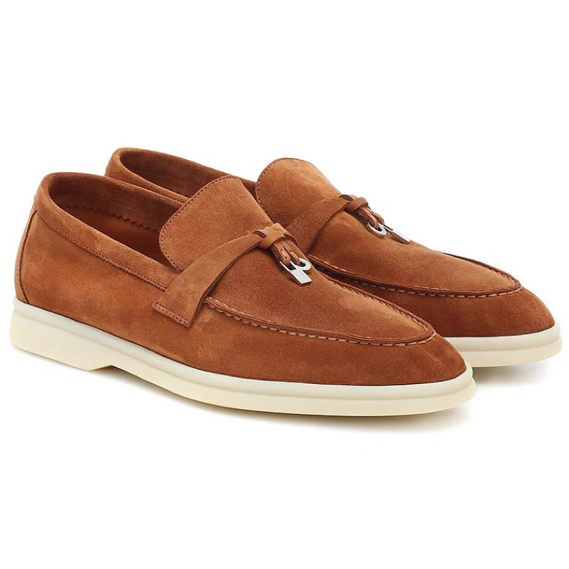 21loropiana头层牛皮圆头乐福鞋软英伦风一脚脚蹬乐福鞋豆豆鞋