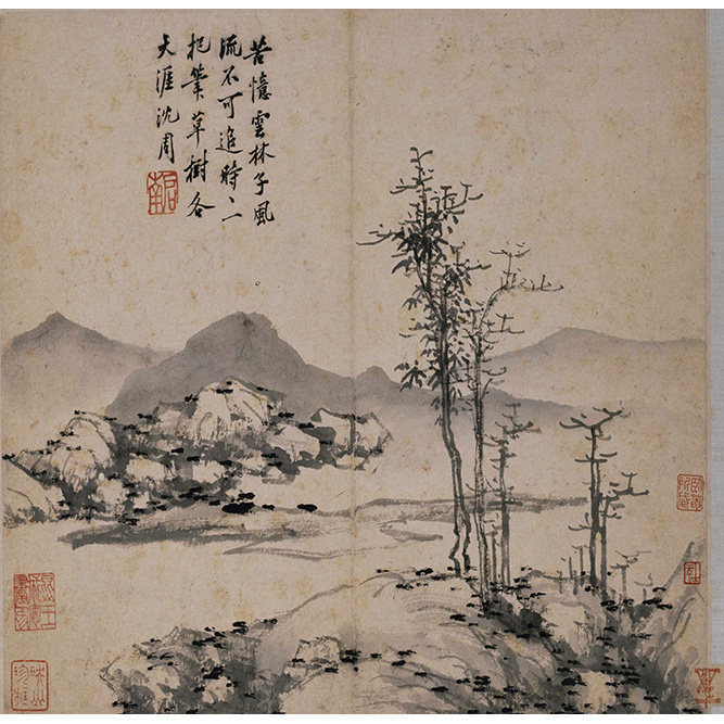 明沈周复制仿古清微高清微卧游国画水墨长卷山水国画