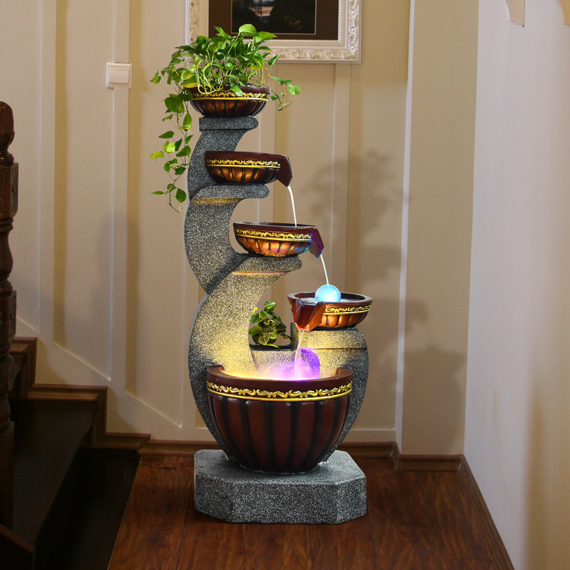 中式假山流水喷泉鱼缸水景创意家居手工客厅工艺流水摆件