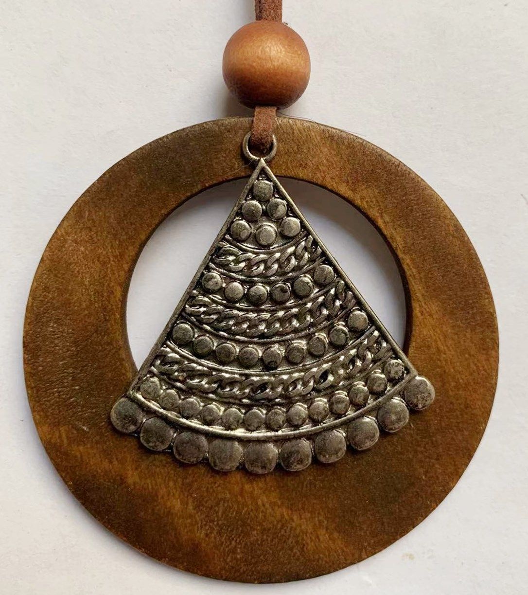 天使使之金色银色水滴木质项链男女情侣复古项坠