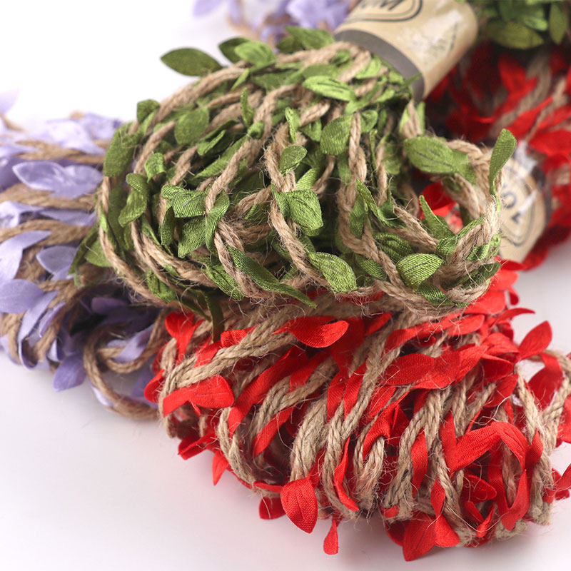 diy手工制包装花带绳绑制作手工树叶花束绿叶绳子