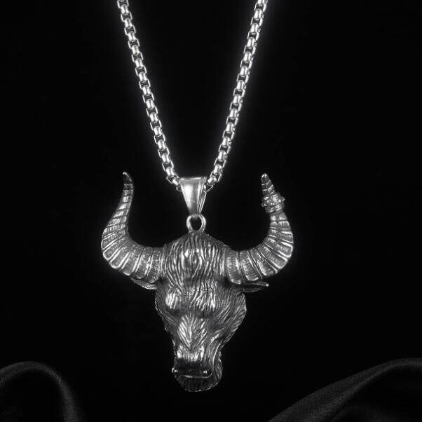 另类朋克新款狂野牛头项链男霸霸气金牛座生肖项链
