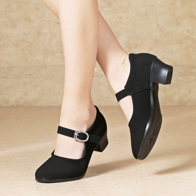 舞鞋2022春夏新款广场广场舞女中中跟软底妈妈广场舞鞋