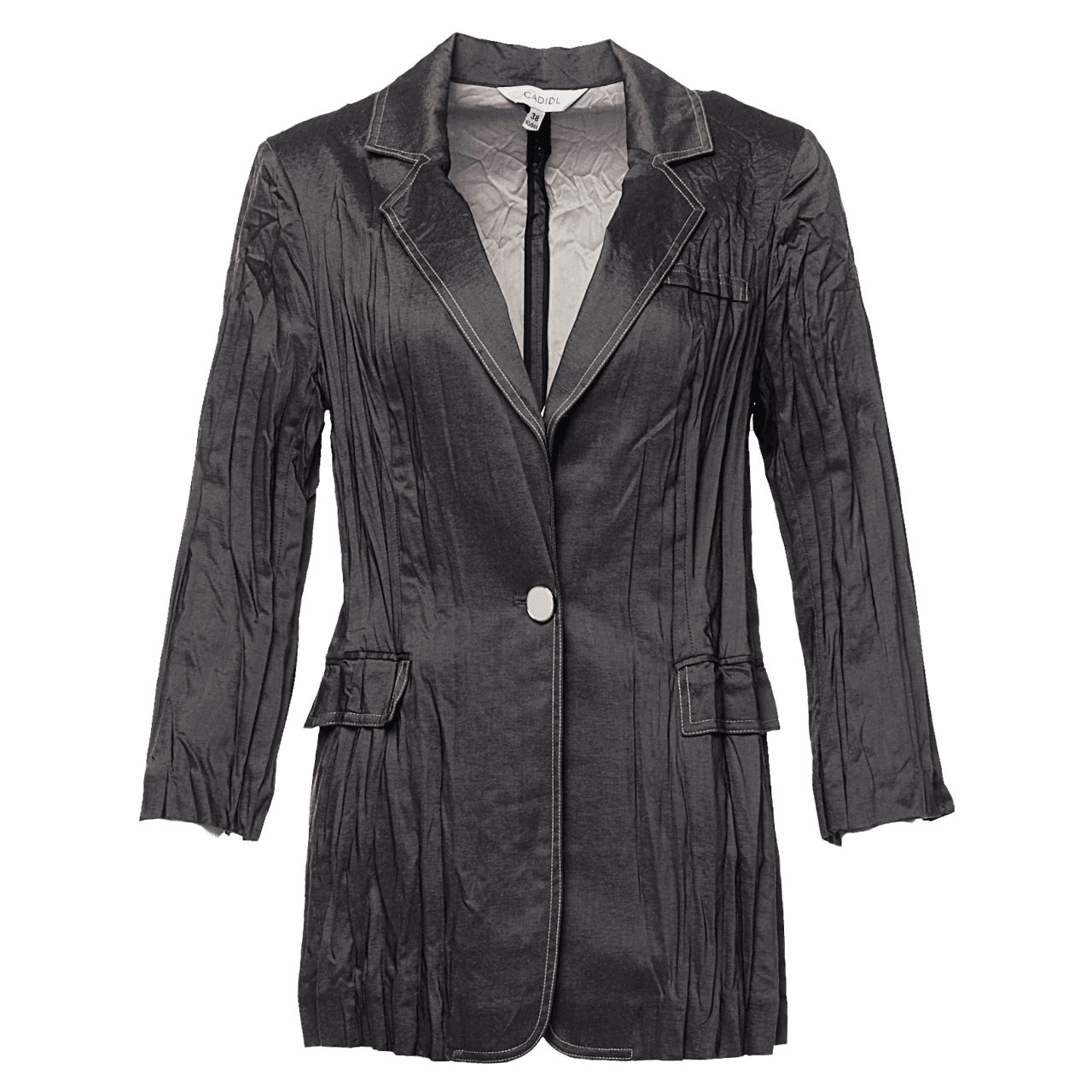 卡迪修身西装袖薄款七分压褶迪黛时尚创意设计新款西装