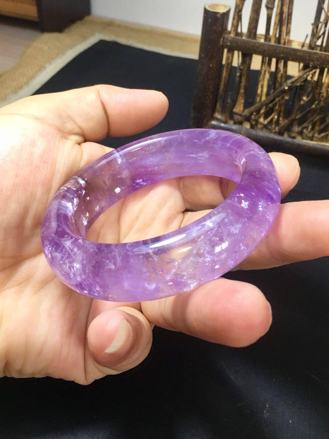 手镯紫水晶天然紫罗紫罗兰兰色紫晶颜色鲜艳内径手饰