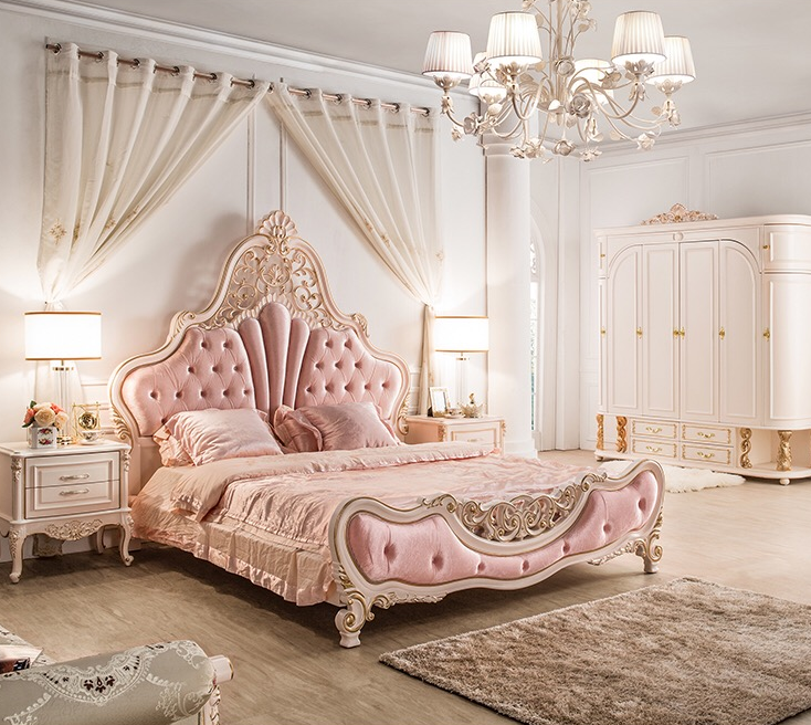 欧式实木卧床婚床雕花公主新款轻奢双人床儿童实木床