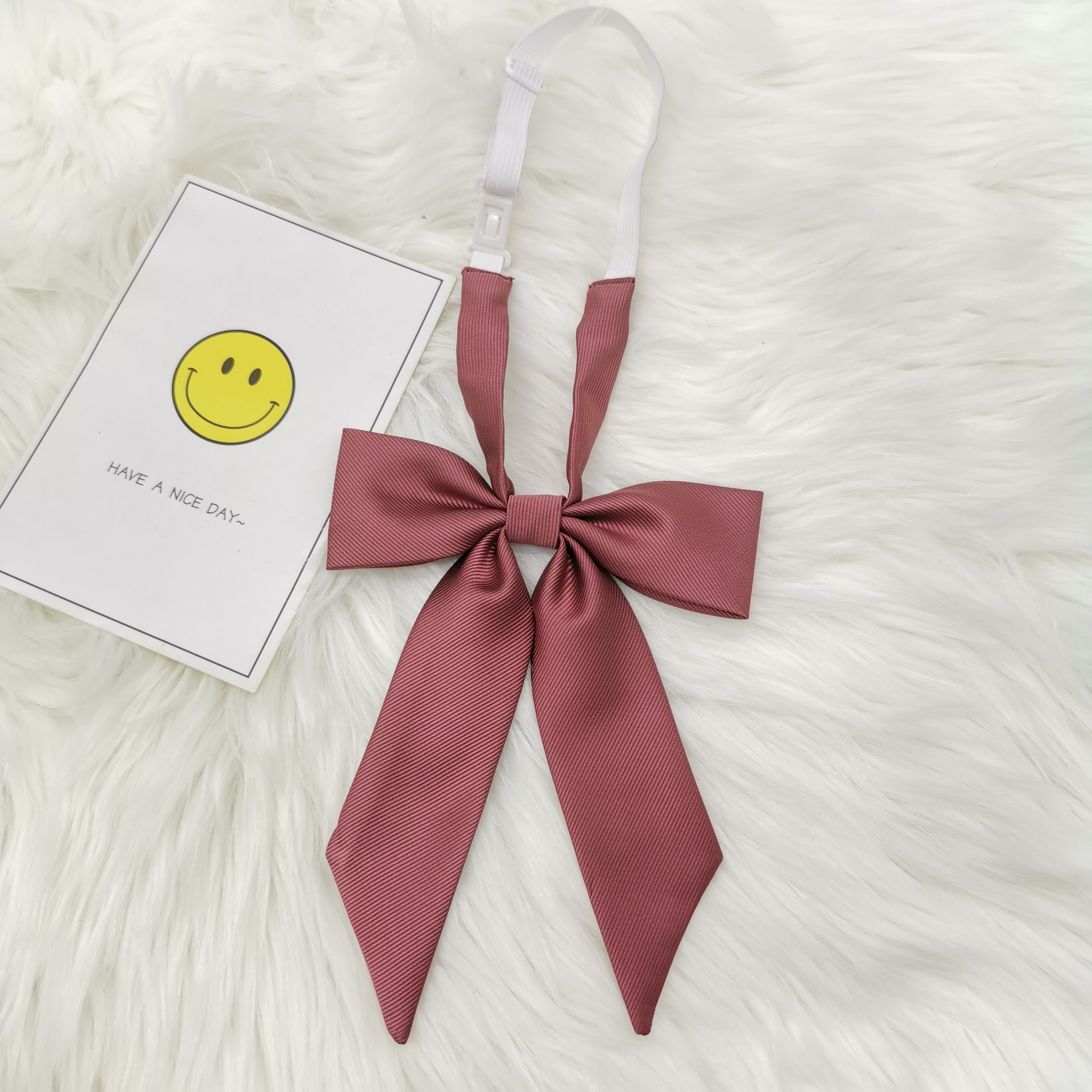 shindek原创jk领结长柄斜角纯色领花女斜纹百搭领结