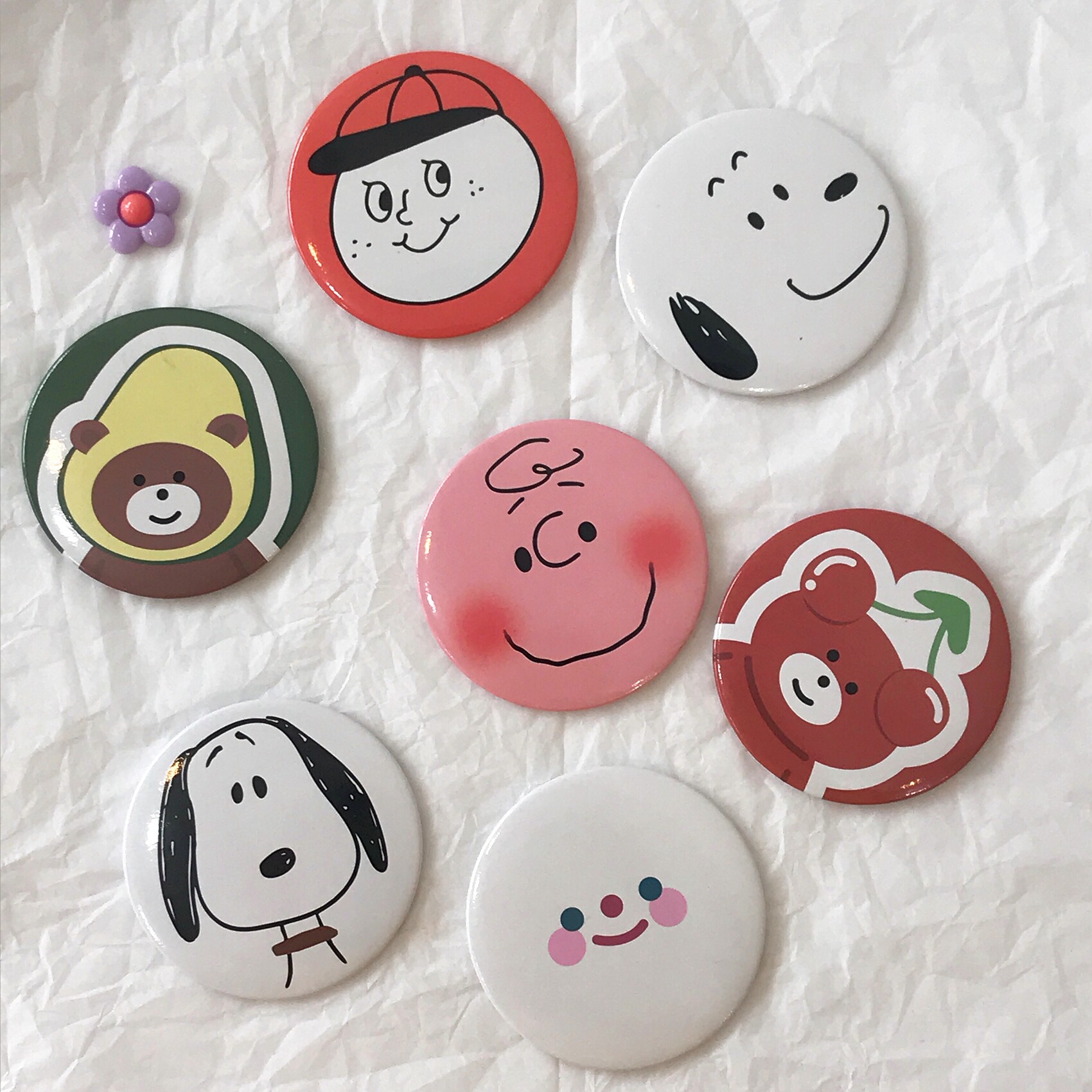 便携随身迷你补妆小圆镜 ins 可爱查理卡通小镜子学生随手化妆镜子 清