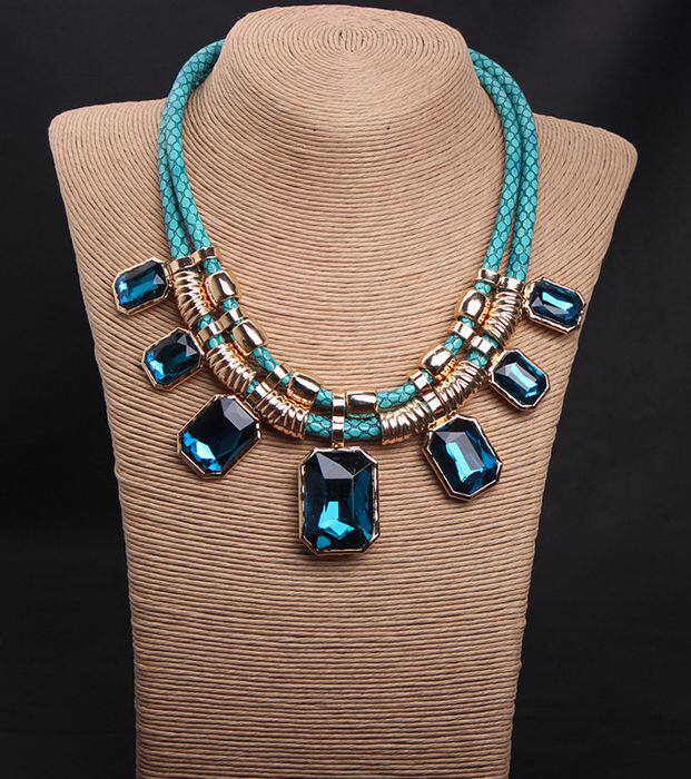 2020绳短外贸夸张项链大牌锁骨宝石欧美大宝项链