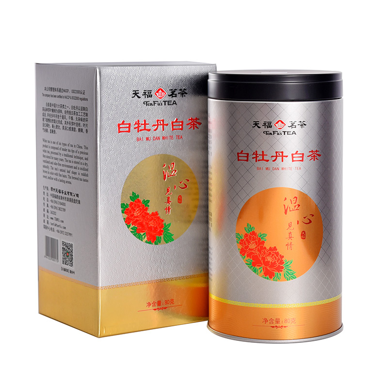 白茶天福茗茶温心真情福鼎白牡丹罐装80克新品上市包邮白牡丹