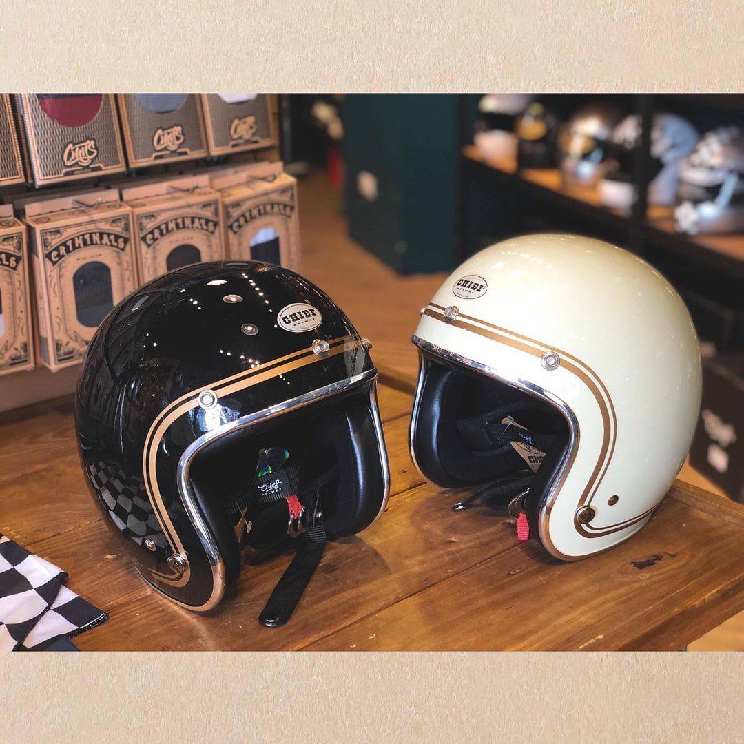 台湾chief头盔金边系列复古哈雷情侣半盔姜戈摩托车头盔