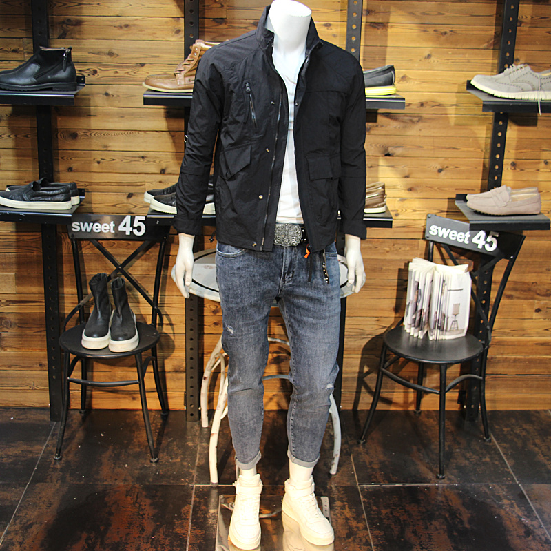 2022春季男立领夹克多口袋潮流青年修身休闲外套流行男生工装夹克