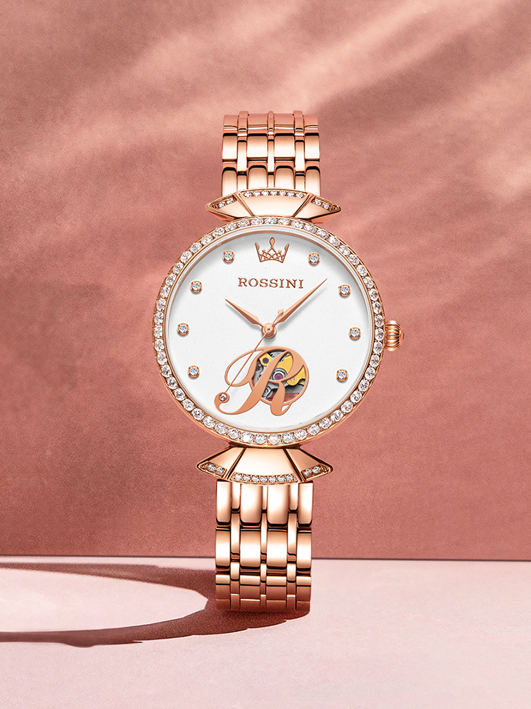 手表2020新款罗西尼镂空自动自动机机械女表防水国产腕表