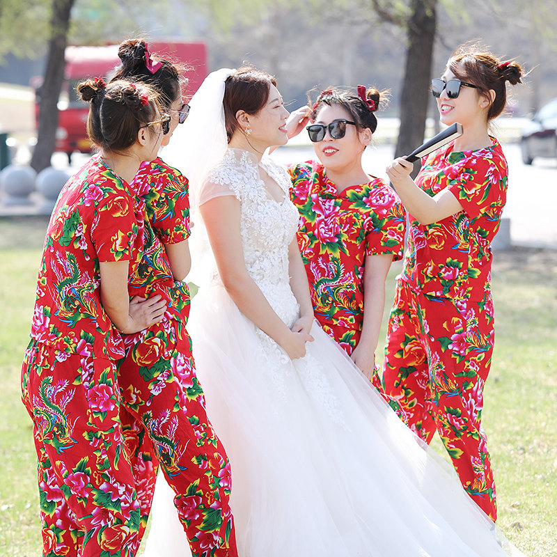 东北短袖夏短袖蹦迪生日村姑北大伴娘聚会装炸街民族服装