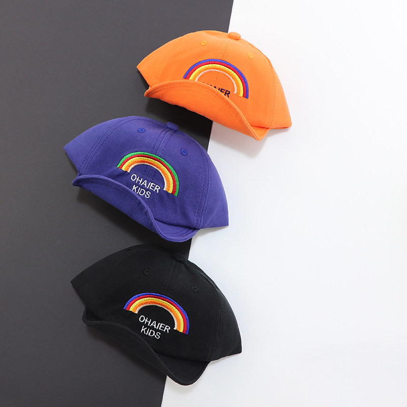 儿童帽子1岁男童棒球帽翻檐女童鸭舌帽休闲彩虹宝宝帽子