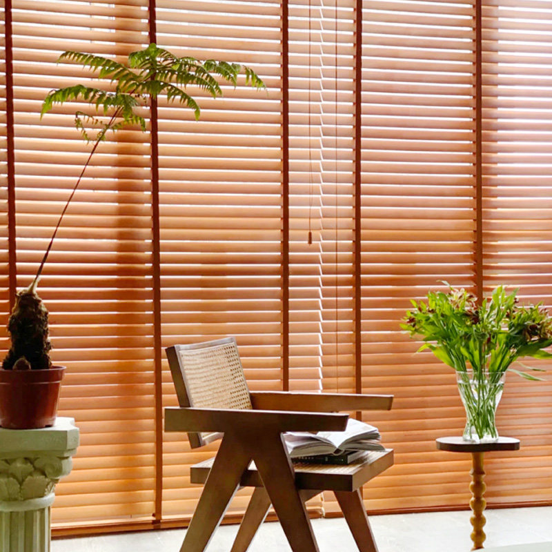 实木百叶窗帘竹百叶卷帘日式书房客厅卧室遮光遮阳办公室木质窗帘