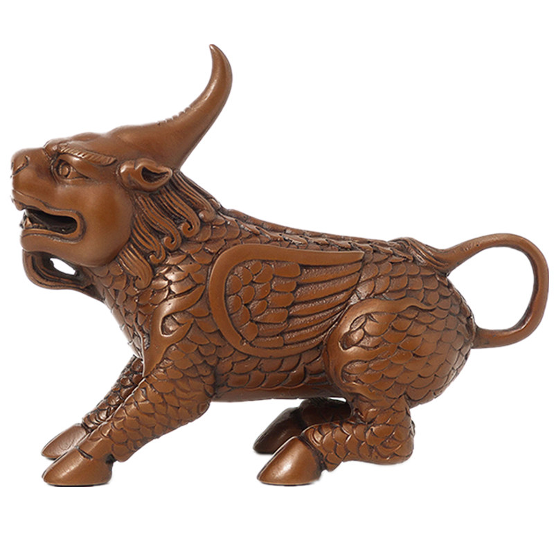 官作独角獬豸故宫紫铜铜制车载摆件谛听麒麟装饰摆件