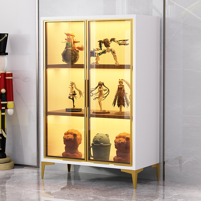 手办展示柜摆件防尘玻璃柜书柜现代轻奢乐高模型单个书柜