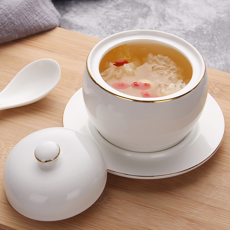 燕窝欧式描金甜品陶瓷炖盅碗参盅隔水蒸碗炖盅炖锅