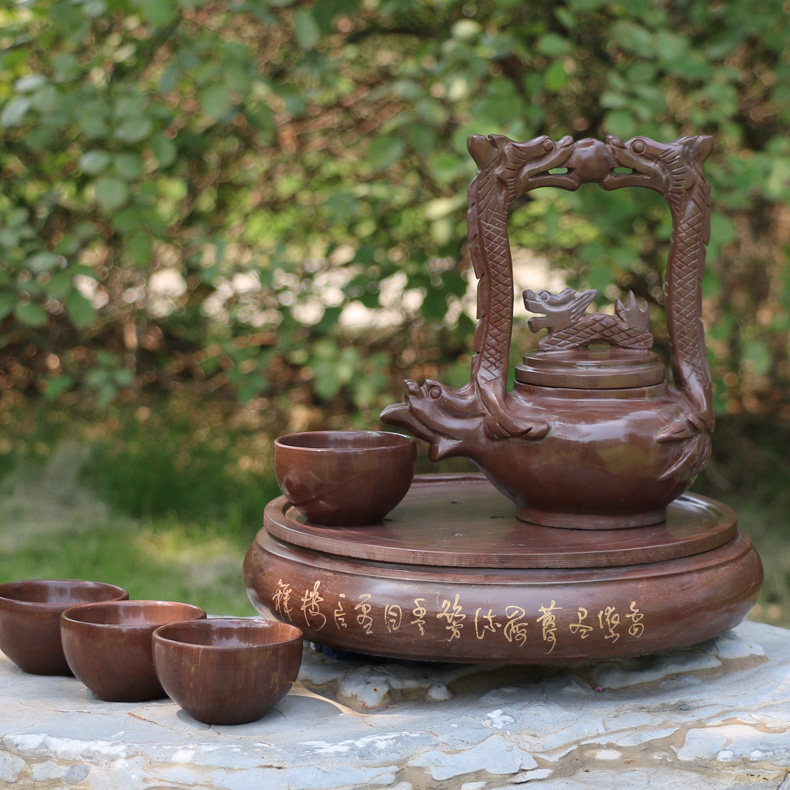 御工坊木鱼石茶具整套石茶盘手工茶壶功夫茶具套装