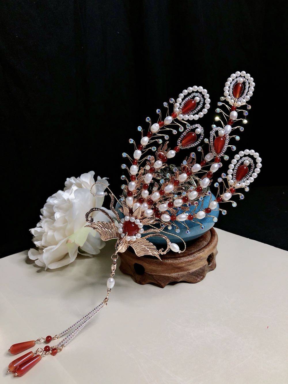 嘉怡发簪凤钗三尾红楼梦原创凤冠金丝凤头饰古装发饰