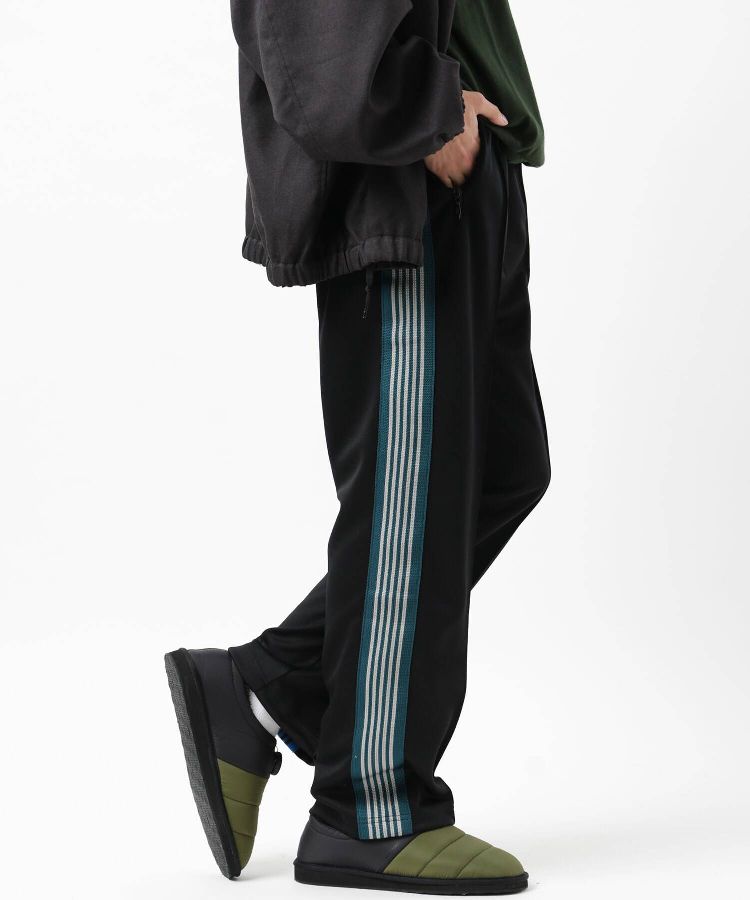 过验needles拼色鸳鸯蝴蝶高端休闲运动裤日潮牌直筒休闲裤