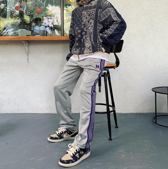 needlestrack条纹织带蝴蝶绣花运动休闲闲日长裤休闲裤