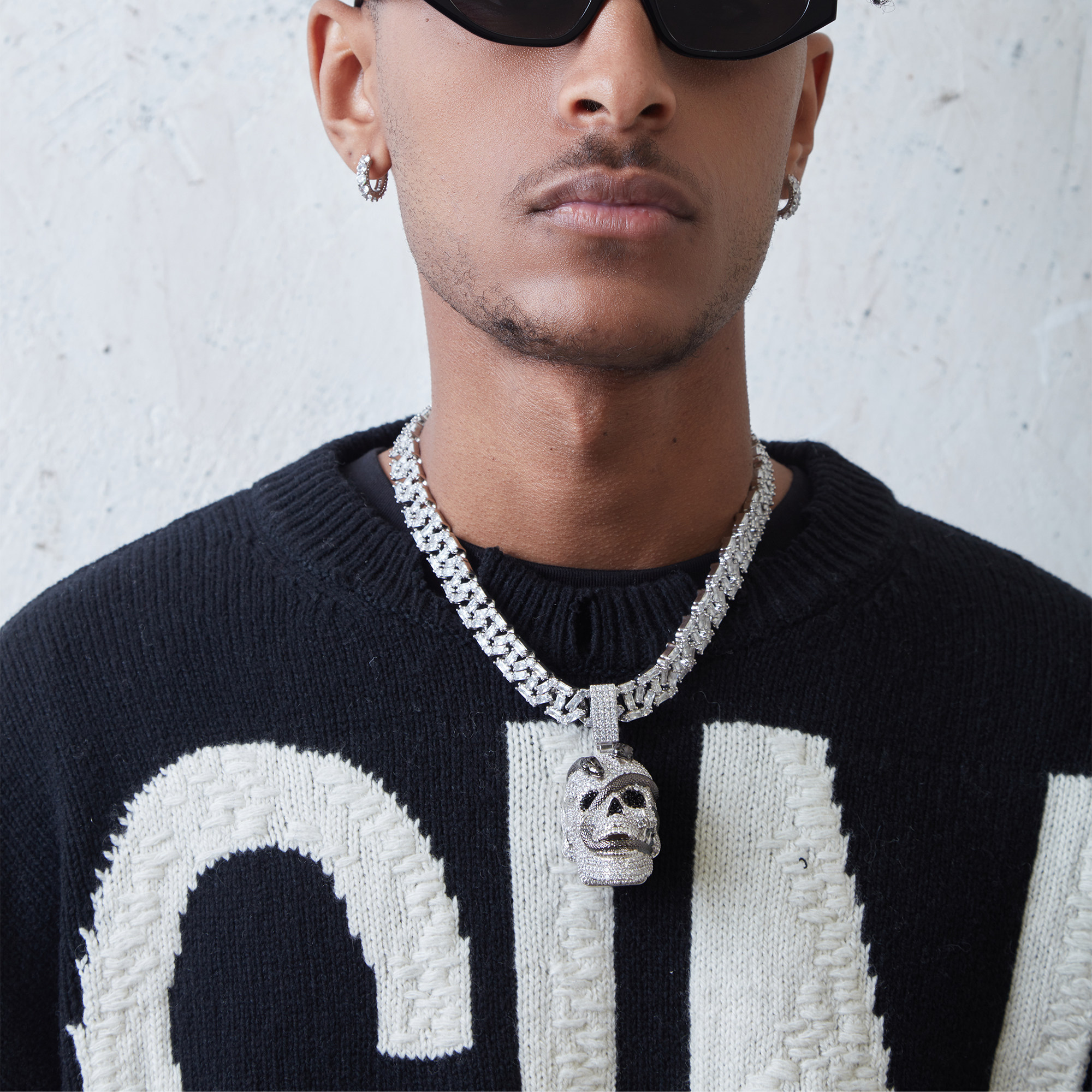 icegang欧美嘻哈hiphop潮流男款个性骷髅蛇头满钻项链