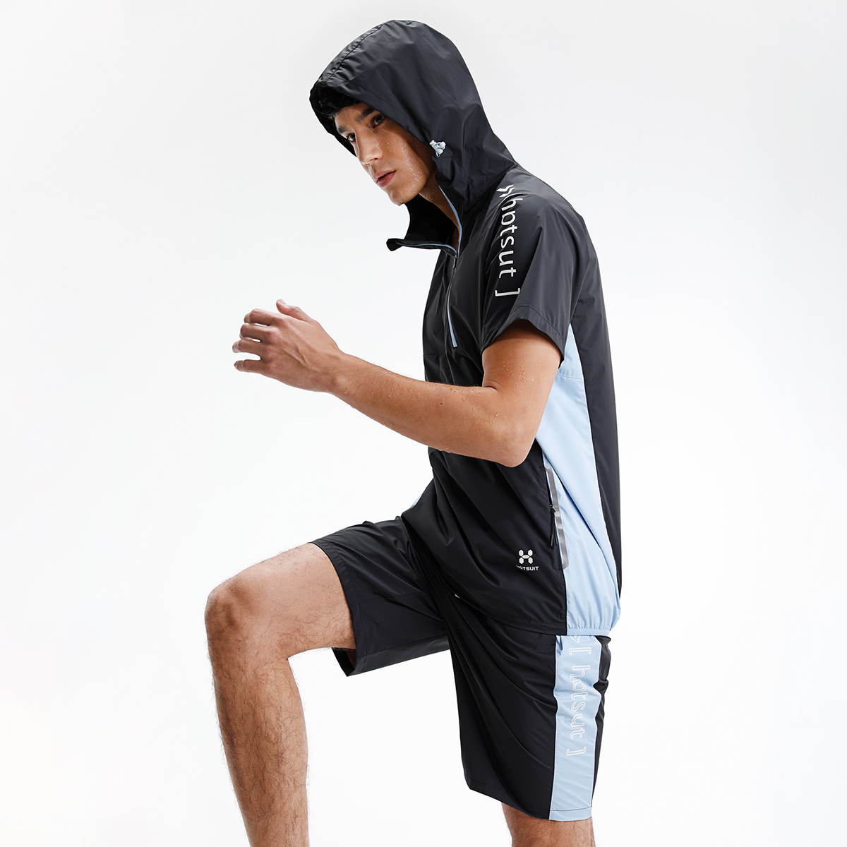 hotsuit秀暴汗服男夏季新款户外跑步防风轻薄运动运动套装