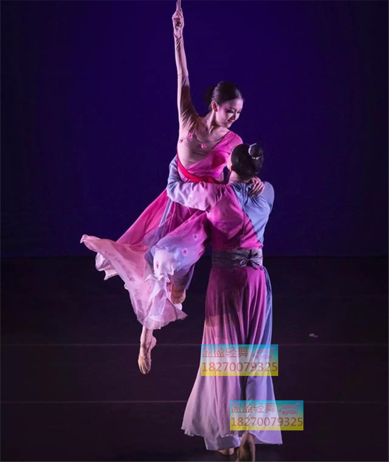 新款古典双人双人舞舞蹈表演服装北舞伞缘同款民族服装