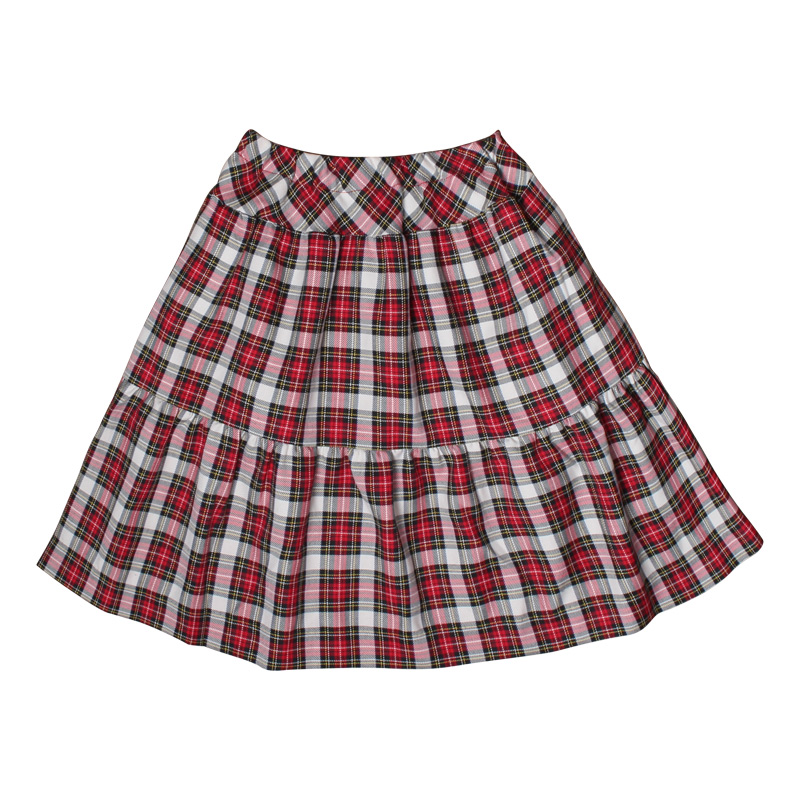 长裙安妮公主女童半身新年春秋苏格兰格子过膝裙子半身裙