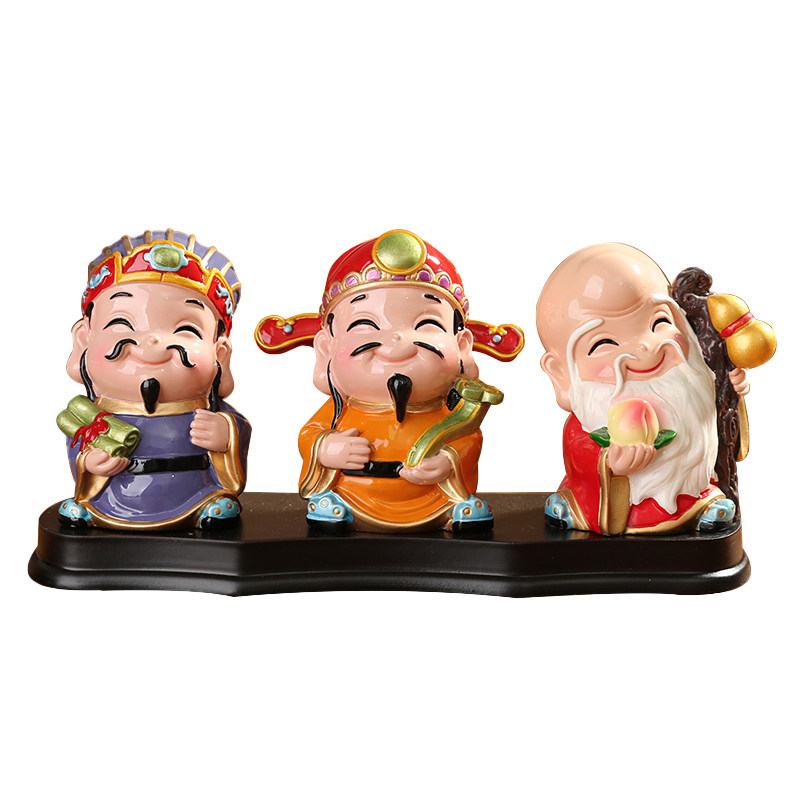 福禄寿喜财摆件五路财神卡通公仔店铺开业乔迁摆件