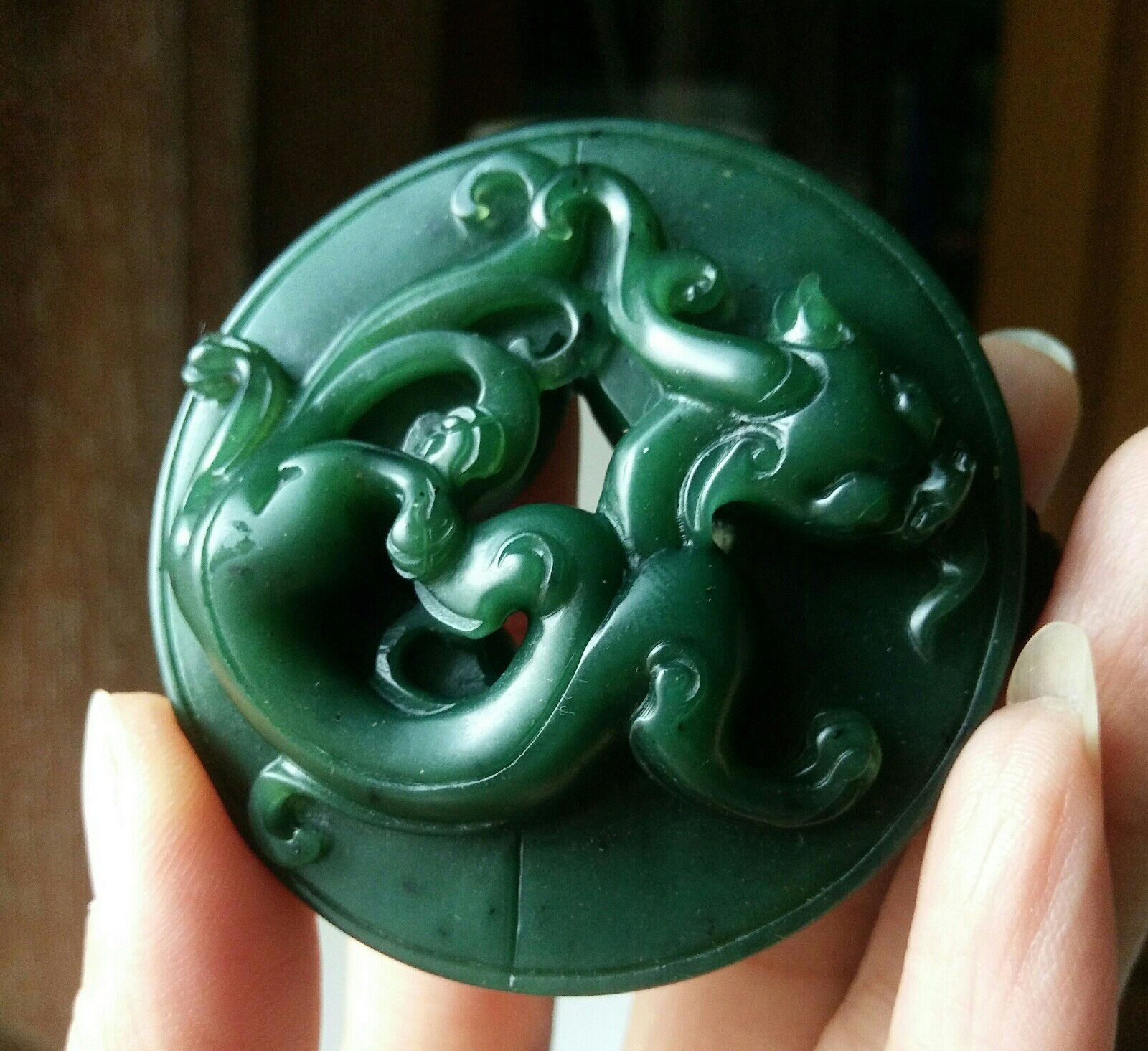 泰山碧玉玉龙手把平安螭龙玉壁玩件奇货苏工男珠宝奇石