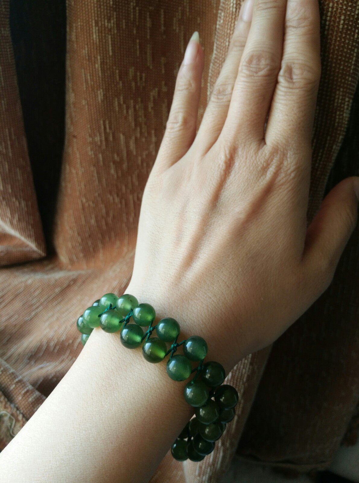 泰山玉手手链女款原创手编玻璃紫檀碧玉双排手饰