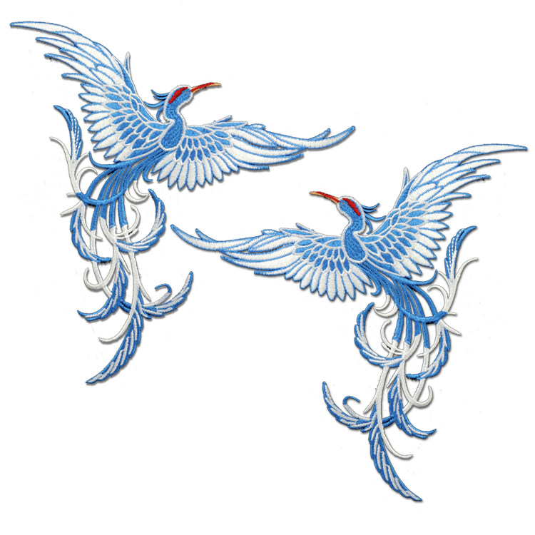 diy刺绣中国国风凤凰布贴大号补丁旗袍时尚布贴