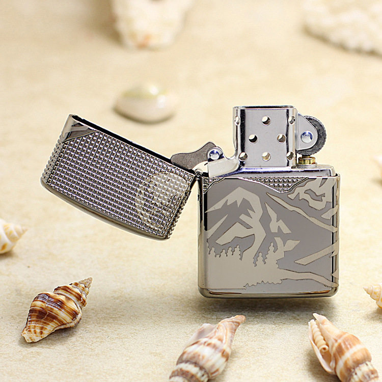 美国原装zippo打火机正版盔甲黑冰月亮山芝宝纪念zippo
