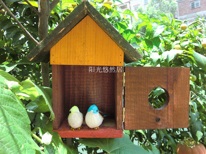 鸟窝木制鸟屋鸟笼小鸟房子田园田园鸟鸟巢户外鸟笼