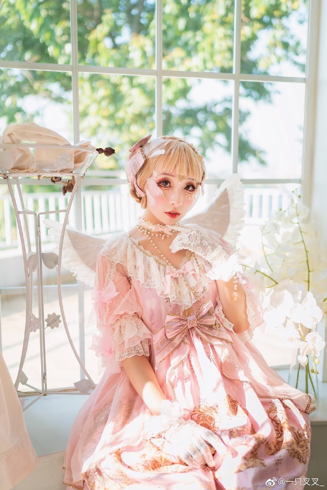 2021女阿尔粉色优雅高贵华丽之梦克纳lolita夏新款连衣裙