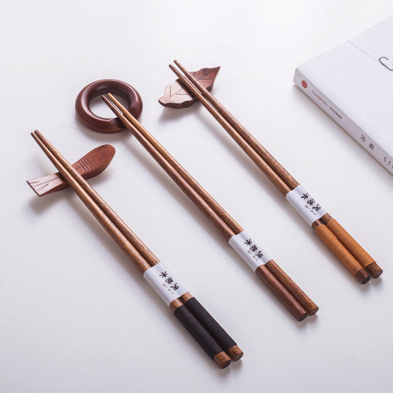 日式杂货木质餐具饭勺调羹大漆色楠木汤勺筷勺筷子