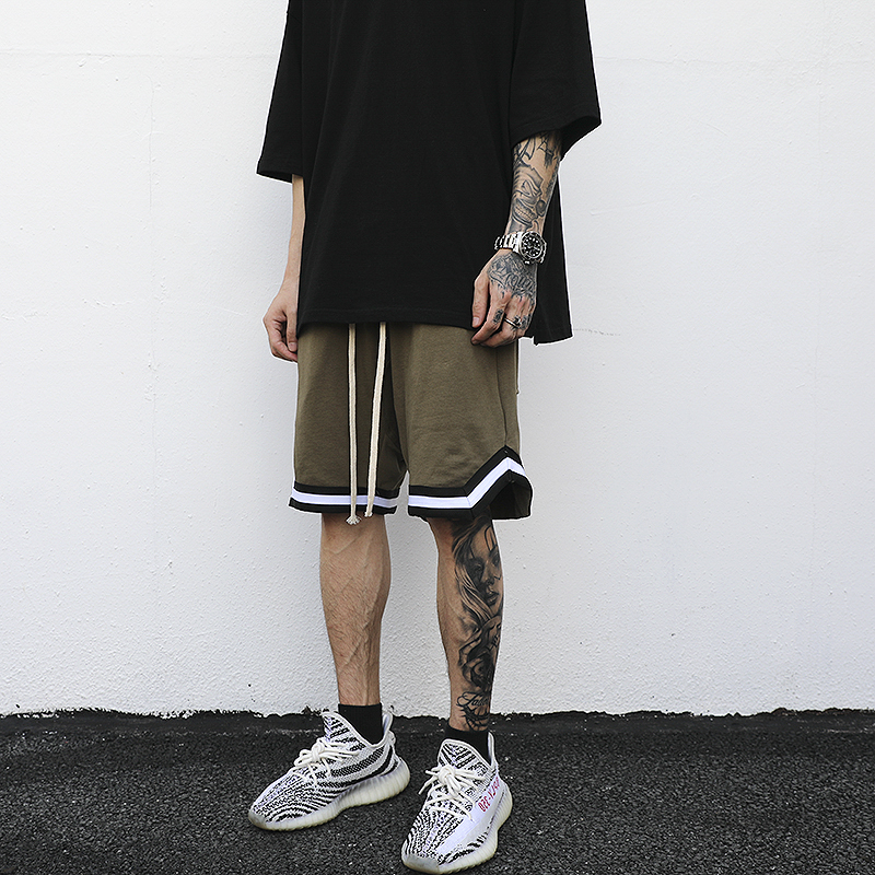 高街FOG第五季抽绳运动短裤棉 嘻哈滑板纯色百搭吊裆宽松五分裤男