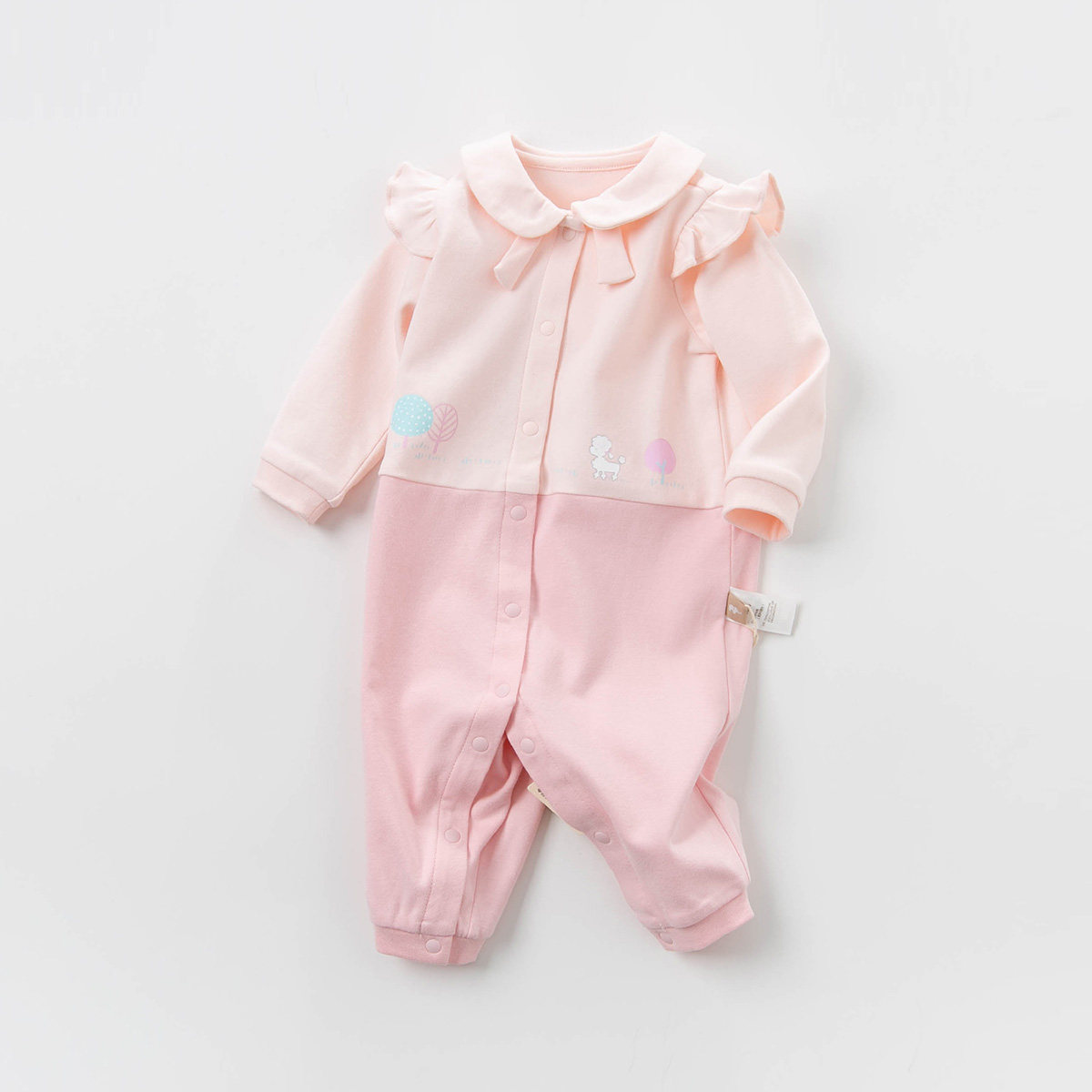 戴维贝拉童装女童连体衣2021秋装新款婴儿爬爬服女连身衣