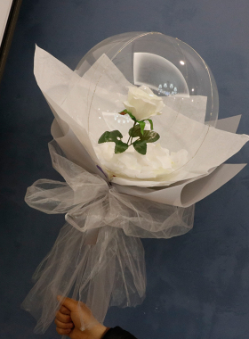 网红透明波波球发光气球花束玫瑰花