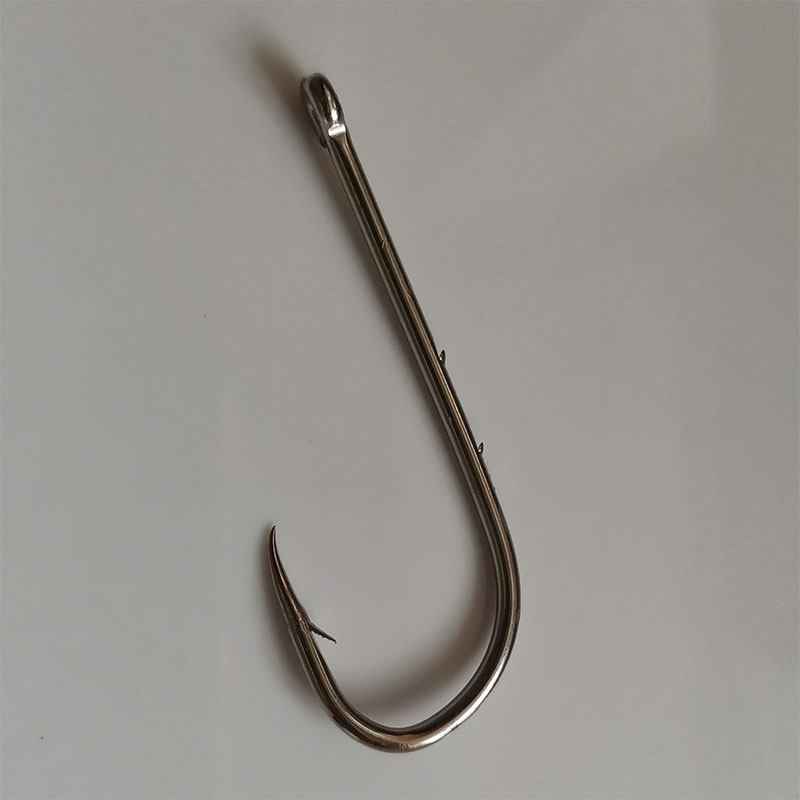 双背刺单钩管付带圈长柄高碳钢倒刺直眼鱼钩