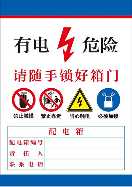 工厂消防电力标语配电箱危险小号标识牌小心有现代装饰画