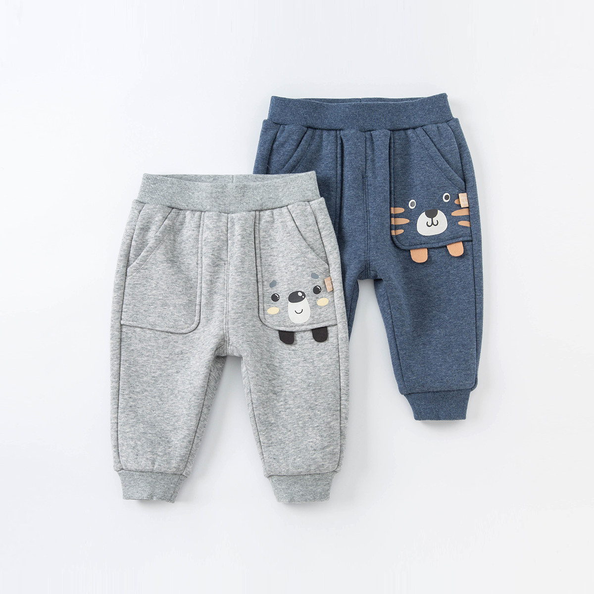 戴维贝拉童装2021秋冬新款儿童加绒裤子婴儿宝宝裤子