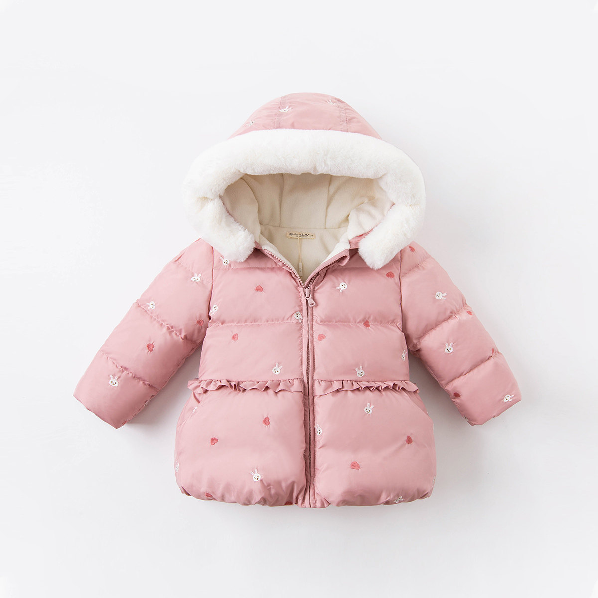 加绒戴维贝拉童装女童羽绒服冬装宝宝洋气保暖连帽羽绒服